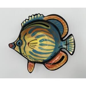 Ben Diller Handmade Art Pottery Kapu Lau Hau Fish 5.5” Trinket Dish Bowl Signed